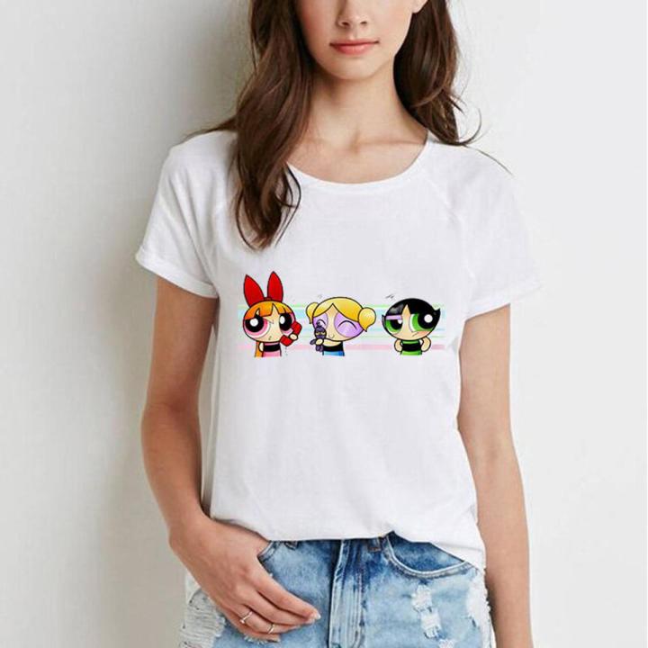 The Powerpuff Girls Tshirt for Women Short Sleeve Cute Cartoon Top