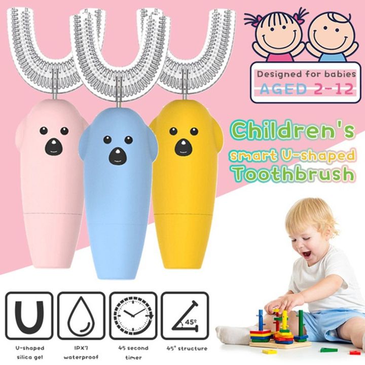 MVIA%20Cute%202-12%20Years%20Old%20Baby%20Kids%20Soft%20Silicone%20Head%20Waterproof%20Ultra%20Sonic%20Electric%20U-shape%20Toothbrush%20Oral%20Care%20Teeth%20Cleaner%20Children%20Silicone%20Toothbrush%20-%20Image%203