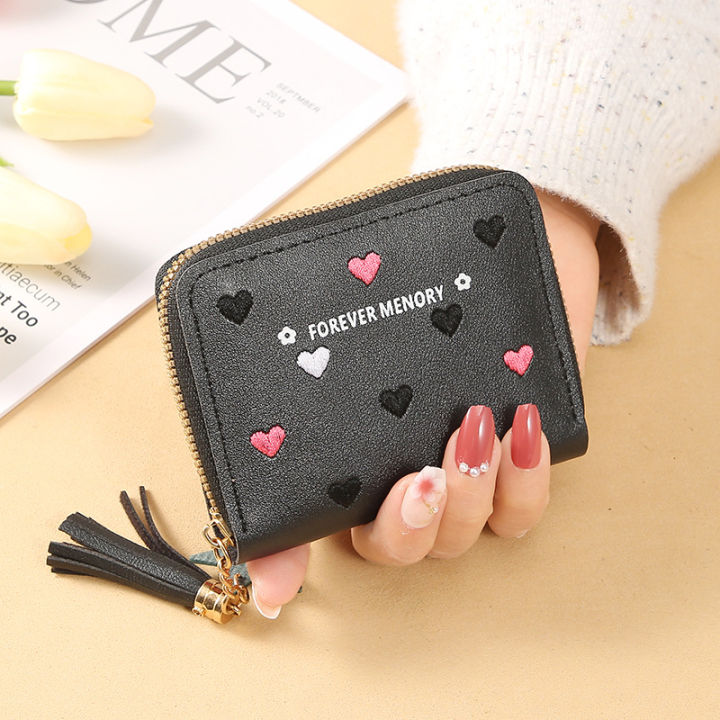 Lovely%20Heart%20Embroidered%20PU%20Leather%20Women's%20Zipper%20Coin%20Wallet%20%20Star%20Pendant%20Short%20-%20Image%204