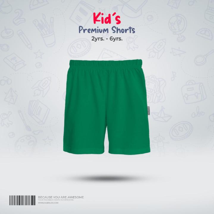 Fabrilife Kids Premium Cotton Shorts- Green