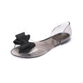 Fish mouth sandals women's summer flat students korean version flower new bow women's shoes jelly shoes transparent crystal shoes.