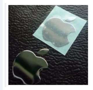 Apple metal look silver colour logo sticker for iphone and all mobile
