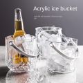 【Limited edition】 New Plastic Ice Bucket Durable To Fall Transparent Bucket Detachable Handle Easy To Clean Ice Cube Container.