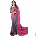 Indian Weightless Georgette Shari Pink Color Sari High Quality Embroidery Work On Blouse - শাড়ি - Marvelous Exclusive High Quality saree for women. 