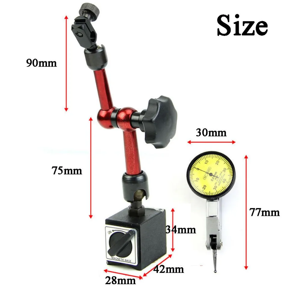 Test Indicator Adjustable Base Holder Dial Indicator Stand Metal Red ...