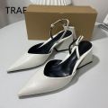 TRAF White Pumps Women 2024 Spring Thick Heels High Heels Women Sandals Fashion Pointed Elegant Office Woman Heeled Shoes. 