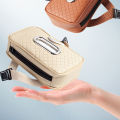 LI Car Tissue Holder PU Leather Backseat Tissue Case With Adjustable Strap Wipes Dispenser Interior Parts. 