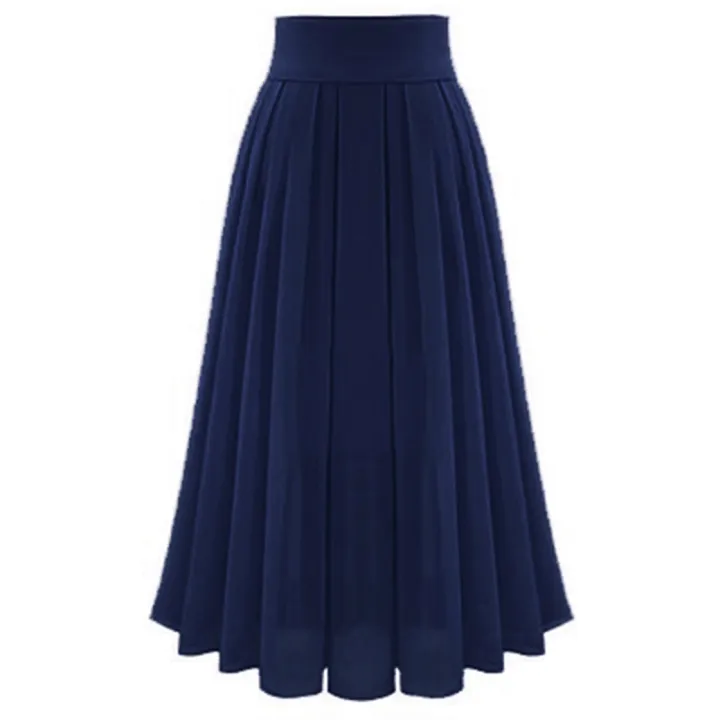 Women%20Elegant%20Long%C2%A0pleated%C2%A0skirt%20Party%20Chiffion%20High%20Waist%20Lace-up%20Long%20Skirt%20Female%20Solid%20Color%20Gauze%20Tutu%20Party%20Skirts%20-%20Image%205