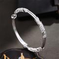 Fine 925 sterling silver blooming flowers bracelets Bangles for women fashion party wedding jewelry Adjustable size holiday gift.