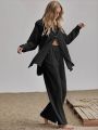 Ladies qualityful Cotton Maxi Shirt Fall Wide Leg Pants Set Two Piece Set Vintage Loose Streetwear Outfits. 