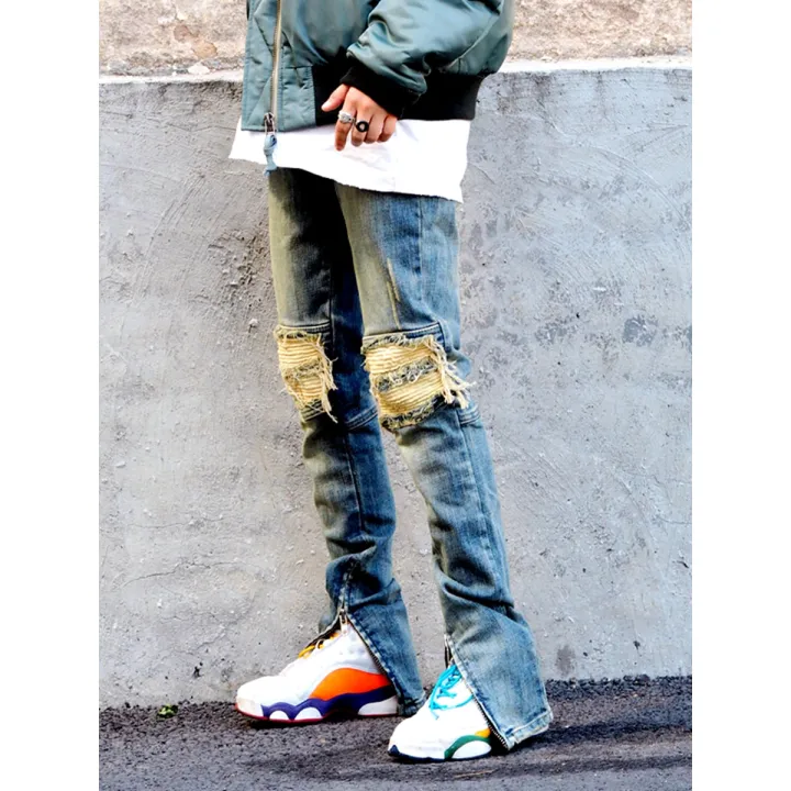 Kanye%20West%20Streetwear%20Distressed%20Knees%20Pleated%20Destroy%20Denim%20Trousers%20Ankle%20Zipper%20Men's%20Ripped%20Jeans%20Bieber%20Skinny%20Jeans%20Pants%20-%20Image%203