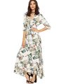 Amazon's new bohemian retro ethnic pattern resort V-neck loose maxi dress maxi dress. 