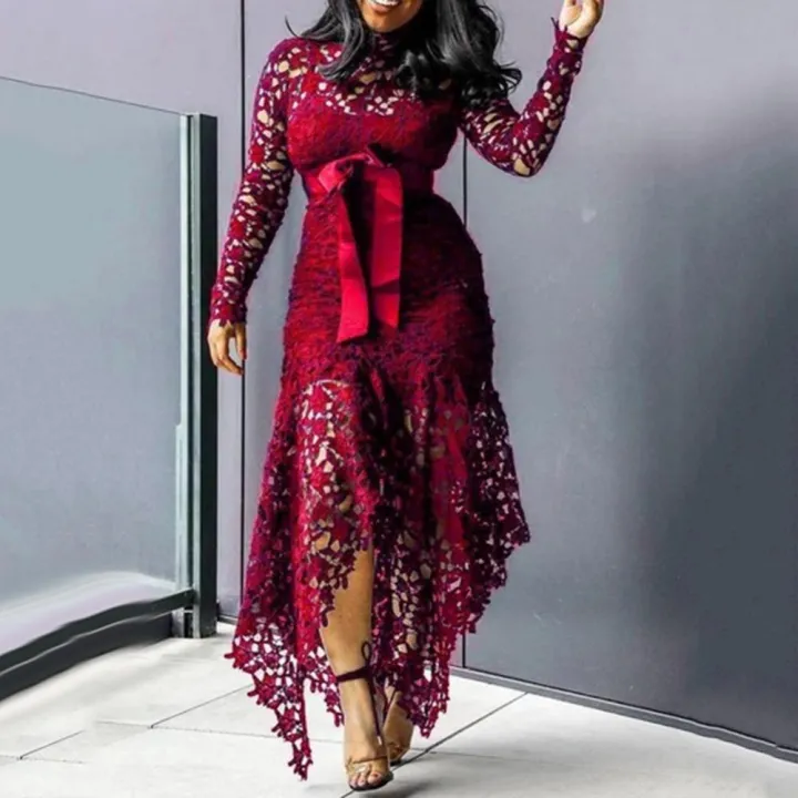 Knot%20Belt%20Irregular%2070%25%20Hot%20Selling%20Women's%20Long%20Sleeve%20Butterfly%20Hem%20Lace%20Bodycon%20Dress%20-%20Image%206