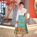 Ma Mian Skirt Girl's Sports Games Hanfu, Traditional Culture, Chinese Recitation, Chorus Performance Clothing Set, Ancient Style Tang Costume.