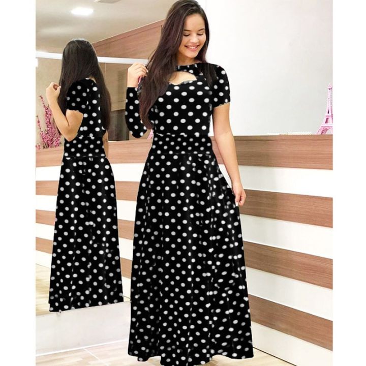 Women%20Short%20Sleeve%20Hollow%20Out%20O-neck%20Long%20Dress%20Summer%20Elegant%20Floral%20Printed%20High%20Waist%20Elastic%20Elegant%20Boho%20Robe%20Maxi%20Vestidos%20-%20Image%206
