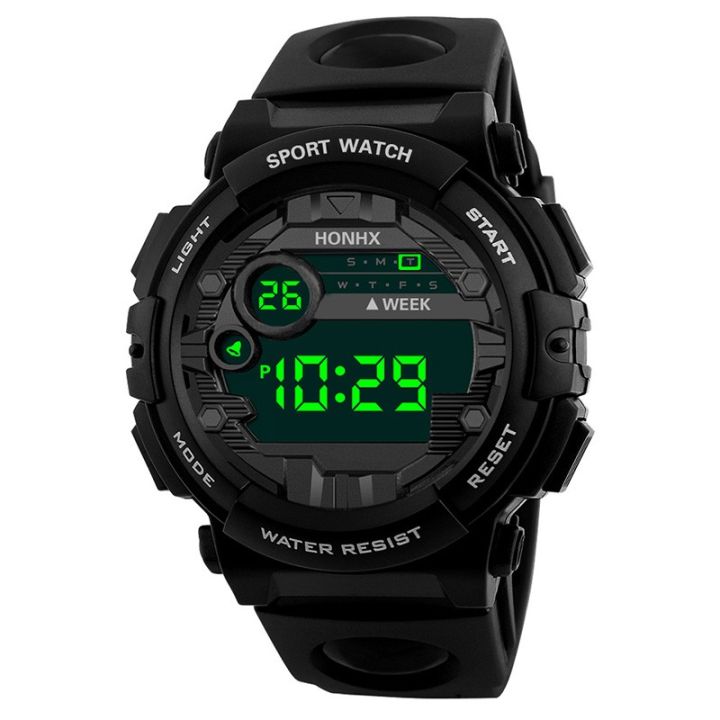 HONHX Student Sports Watch Men LED Digital Display Date Step Counter Outdoor Sports Waterproof Electronic Leisure Watches