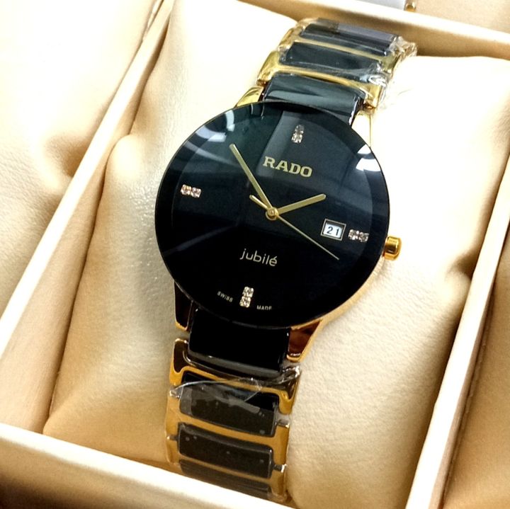 Wrist Watch For Men Premium Quality Waterproof Active Date Black  Gold Mixed Colour Ceramic and Stainless Steel Bracelet Top Demanding