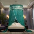 Breathable Hanging Mosquito Net Top Hook Lace Bed Canopy Encrypted Mesh Round Dome Court Style Crib Canopy Bedroom Decoration.