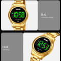 SKMEI 1737 Golden Stainless Steel Digital Watch For Women - Golden. 