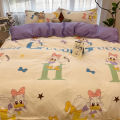 Black cartoon briquettes fairy bed sheet duvet cover four-piece set washed cotton student dormitory bed single three-piece set.