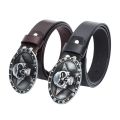 Lotjunsen vintage belts, skulls, pentagrams, fashion trends, personality, youth trousers, foreign trade cowhide belts. 