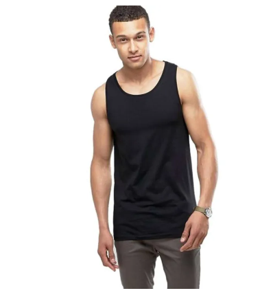 Black Cotton Undershirt for Men