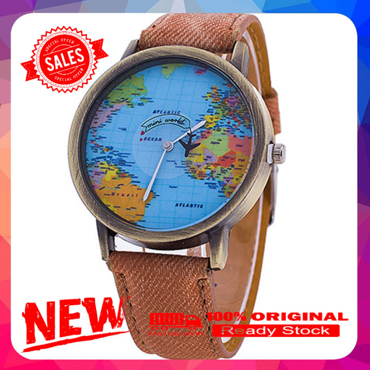 Women's%20World%20Map%20Dial%20Denim%20Fabric%20Strap%20Analog%20Quartz%20Students%20Wrist%20Watch%20-%20Image%202