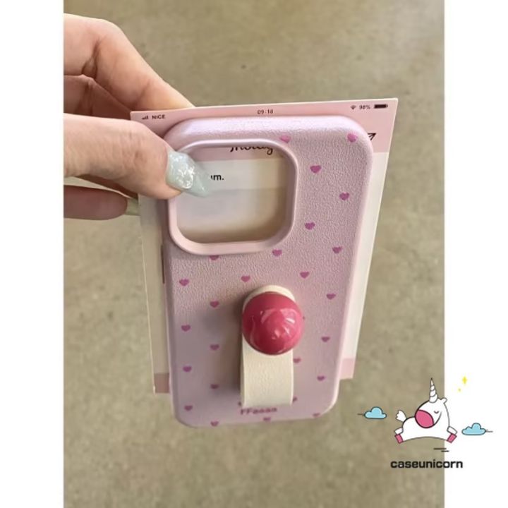 Cartoon%20Simple%20Macaron%20Love%20Heart%20Cute%203D%20Doll%20Ball%20Soft%20Case%20Compatible%20for%20IPhone%2015%2011%2016%2013%2014%2012%20Pro%20Max%20XR%2016%2014%2015%20Plus%20XS%20Max%20X%20Candy%20Luxury%20Skin%20Feel%20Leather%20Texture%20Case%20-%20Image%204
