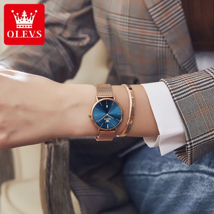 Olevs%20Ladies%20Watches%20Original%20Brand%20Waterproof%20Stainless%20Steel%20Strap%20Fashion%20Casual%20Rose%20Gold%20Quartz%20Analog%20Watch%20For%20Women%20-%20Image%203