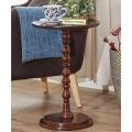 Welltrade Shoppee Round Coffee End Tables for Living Room, Accent Furniture Pedestal Table, Nightstand Decor Side Tables Bedroom, Home Office -Walnut. 
