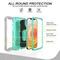 (New)PC + Rubber 3-layers Shockproof Protective Case with Rotating Holder For iPhone 12 Mini.