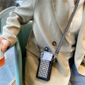 Houndstooth Cross-Body Lanyard Card Holder for Samsung s23 Phone case iphone14 Soft note20 Protective Sleeve A53. 