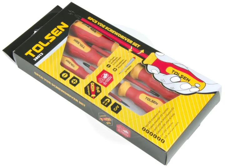 TOLSEN%206Pcs%20VDE%20Power%20Insulated%201000V%20Flat%20Phillips%20Handle%20Screwdrivers%20Set%20/38013%20-%20Kings%20Trading%20-%20Image%202