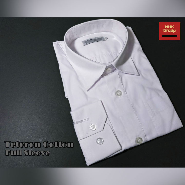 NHK White Tetoron Cotton (TC) Full Sleeve School/College Shirt (School/College Dress)