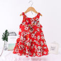 GC Girls Beach Dress Summer Sleeveless Bohemian Floral Printing Princess Dress For 1-7 Years Old Children. 