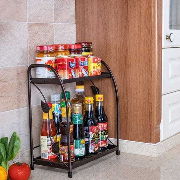 Metal Spice Rack Organizer Countertop Stand Holder Seasoning Storage ...