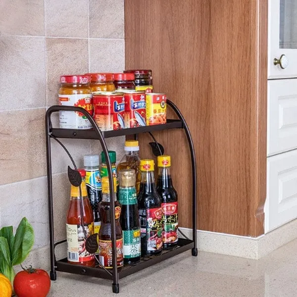 Metal Spice Rack Organizer Countertop Stand Holder Seasoning Storage ...