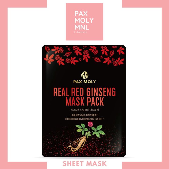 Pax Moly Real Red Ginseng Mask Pack 25ml [Korean Face Sheet Mask]