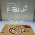 "White Finish 3-Step Triangle Corner Storage Rack – Durable Iron, Easy to Install, Hanging Kitchen Organizer – 1 Pc".