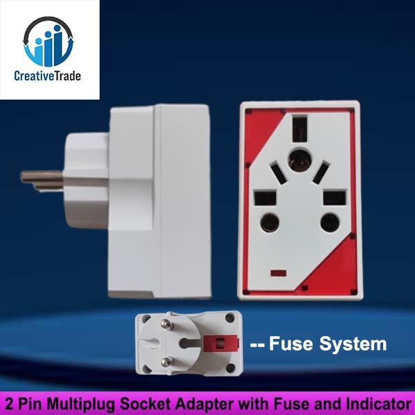 2 Pin Multiplug Socket Adapter with Fuse and Indicator | Daraz.com.bd