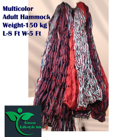 Handmade%20Multicolor%20Hammock/Dolna%20%E2%80%93%208ft%20x%205ft%20Outdoor%20Swing%20Bed,%20150kg%20Capacity%20+%20Free%208ft%20Rope%20-%20Image%202
