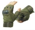 Hand Gloves Half Finger For Biker or motorcycle rider Army green.