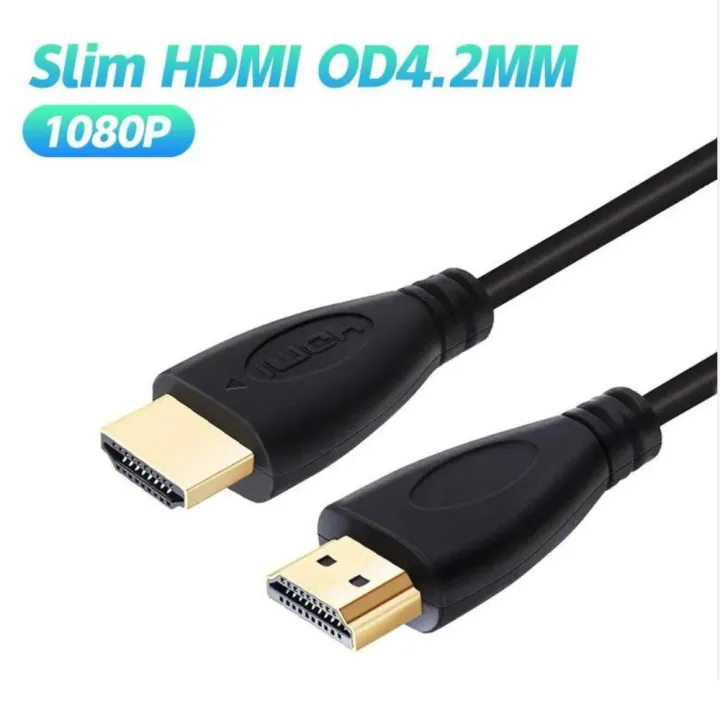 HD Slim HDMI to HDMI Cable OD4.2MM Black PVC Ultra Soft Thin Cord Wire ...