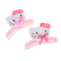 Plush Hello Kitty Hair Claw Hair Ring Pink Bowknot Shark Claw Clip Sweet Girl Scrunchies Women Hair Accessories Yao Store.