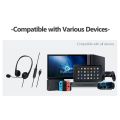 USB Wired Over-ear Headphones 3.5mm Wired Business Headset 3D Surround Sound Wired Earphone with Microphone for Call Center, Truck Driver, Skype, Study. 