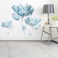 Gorgeous Wall Paint Ideas and Designs - Elegant Blue Dream Flower Fantasy Beautiful 3D Stylish PVC Wall Stickers For Home Decor.