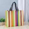 stripe Foldable handbag Stylish non-woven fabric Reusable shopper bag Eco-friendly tote bag for Travel Grocery shopping Outdoor activities Daily use Eco-conscious consumers. 