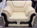 Single Seater Rolled Arm Leaqueared Sofa High Quality Artificial Leather Armchair White and Off White. 