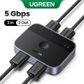 UGREEN USB 3.0 Sharing Switch 2 in 2 out, 2 Computers 4*USB C Port 5Gpbs Peripheral Switcher Adapter Box Selector for PC, Printer, Scanner, Mouse, Keyboard.