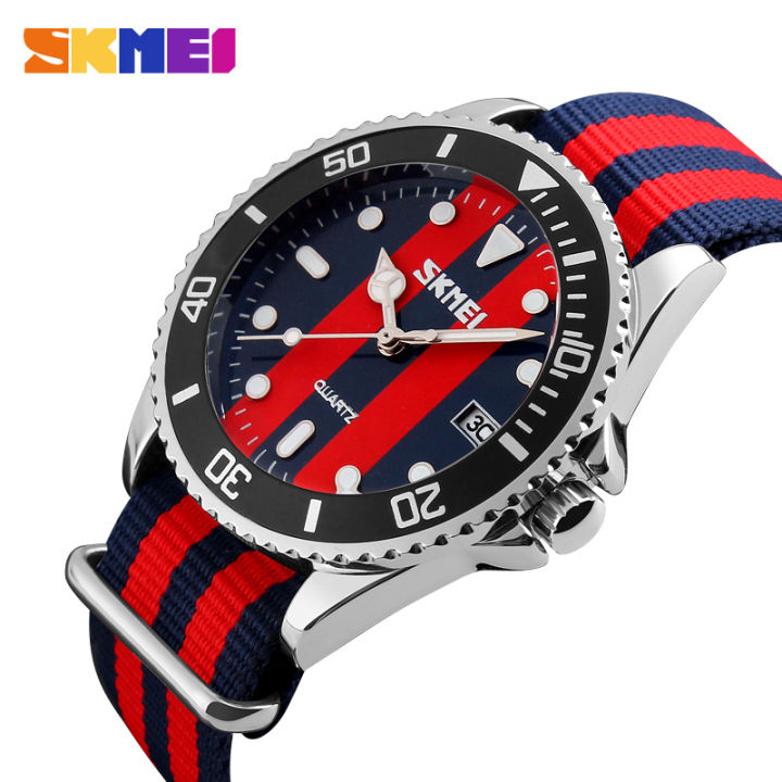 SKMEI Lovers Watches Men And Women Fashion Casual Watch Nylon Strap 30M Waterproof Multiple Quartz Wristwatches